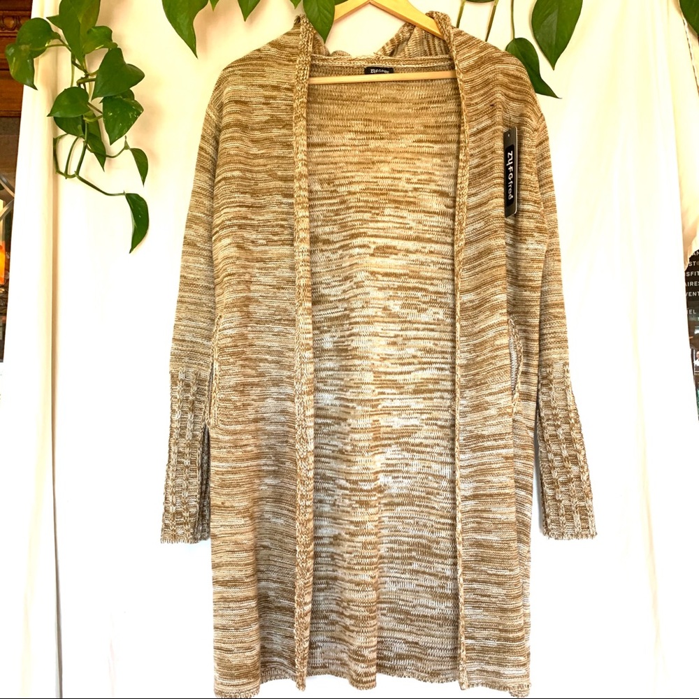 NWT Knit Long Hooded Sweater